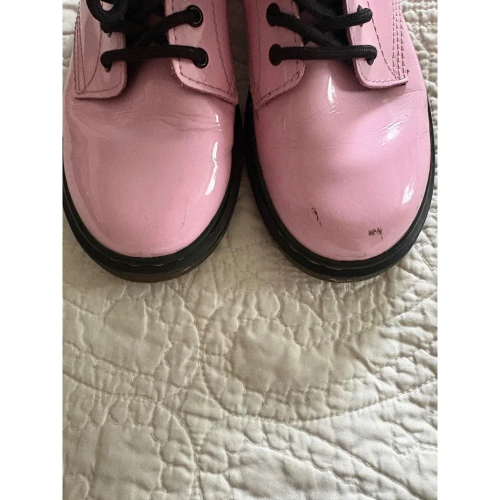 Dr. Martens 1460 Pale Pink Patent Leather Lace Up Side Zip Boots US 3 Youth